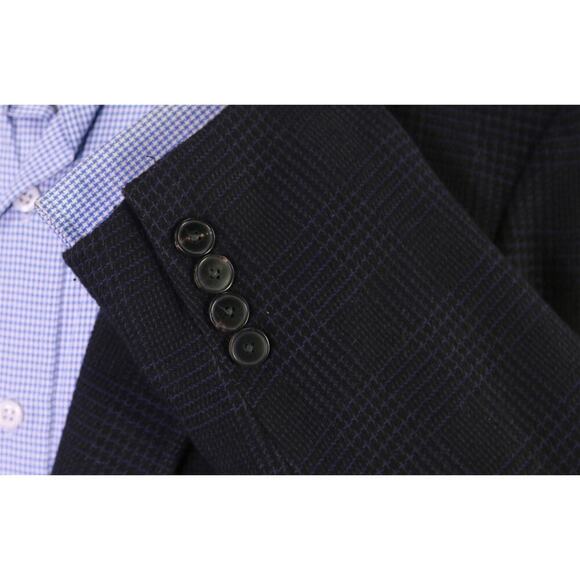 Pal Zileri Black/Purple Plaid Knit Wool-Cotton Unstructured 2B Blazer Jacket 40R - Picture 6 of 10